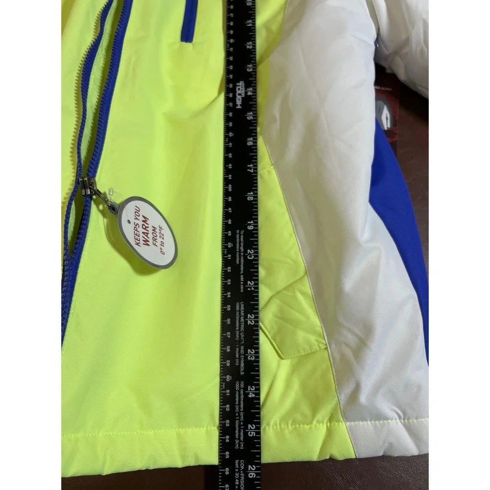 Swiss Tech Mens 4-in-1 Systems Jacket Neon Yellow Blue White Winter Coat NEW